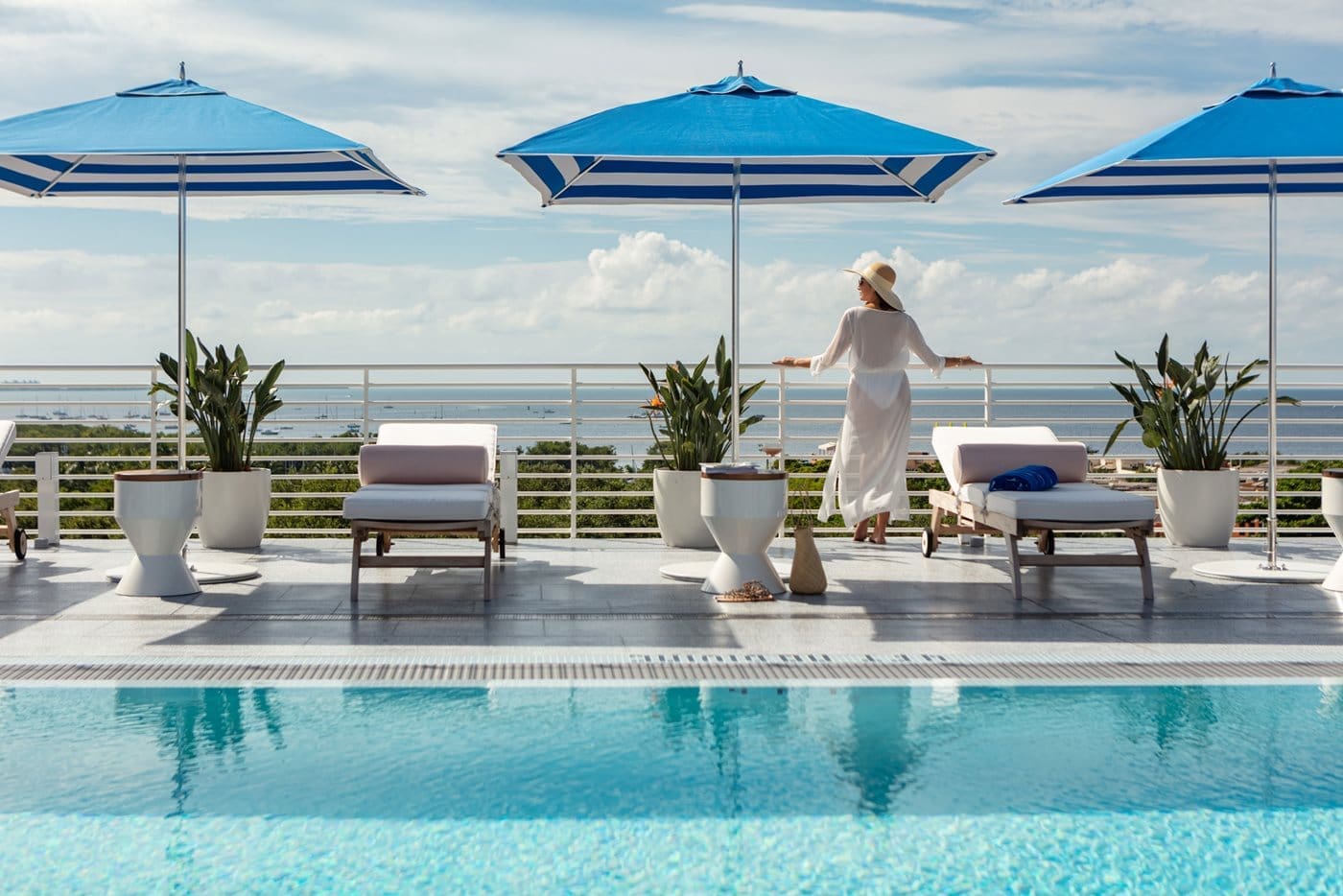 rooftop terrace pool cabana shot